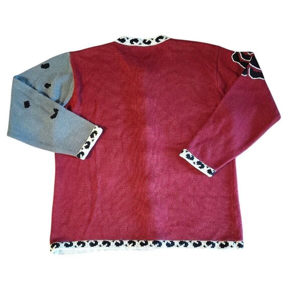 VTG Storybook Knits Safari Leopard Floral Cottagecore Cardigan Large NWT RARE - Picture 13 of 15